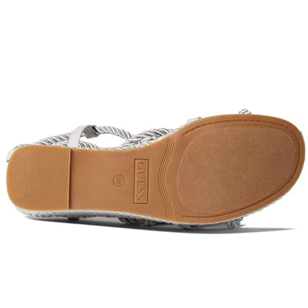 Guess Women's Almond Toe Natesha Rope Espadrille Wedges Sandals Gray Size 6.5M